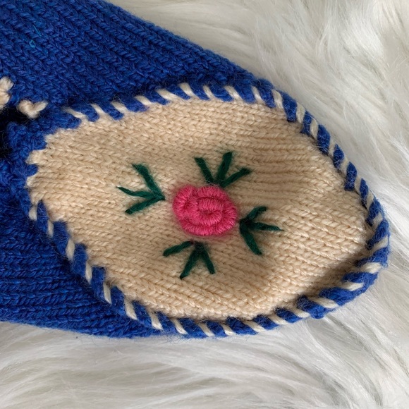 Hand Knit Wool Sock Bootie Slippers Handmade - Picture 7 of 8